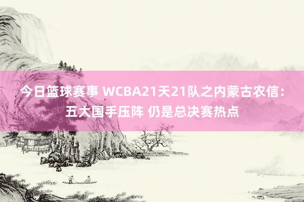 今日篮球赛事 WCBA21天21队之内蒙古农信：五大国手压阵 仍是总决赛热点